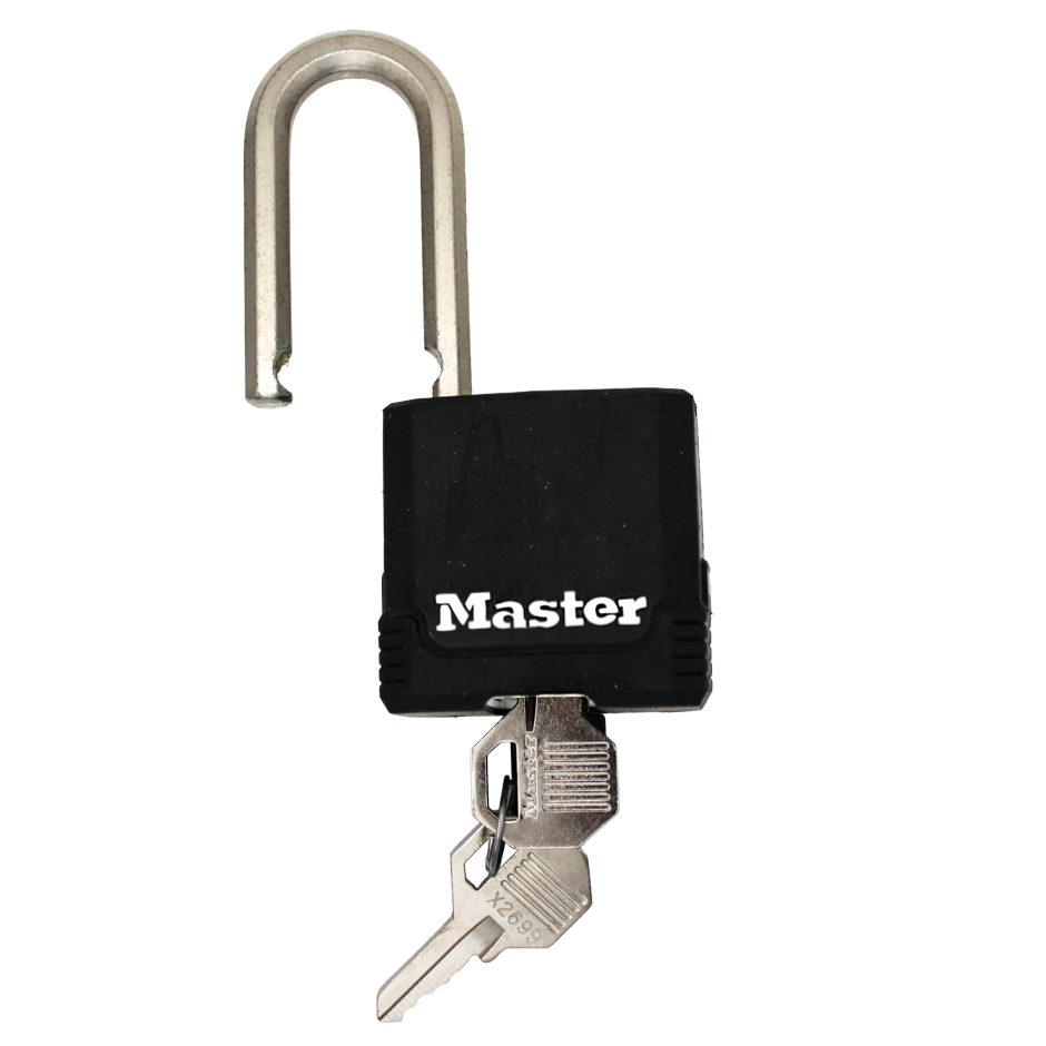 Master Lock M115KALF Covered Laminated Steel Padlock, Black 1-7/8in (44mm) Wide