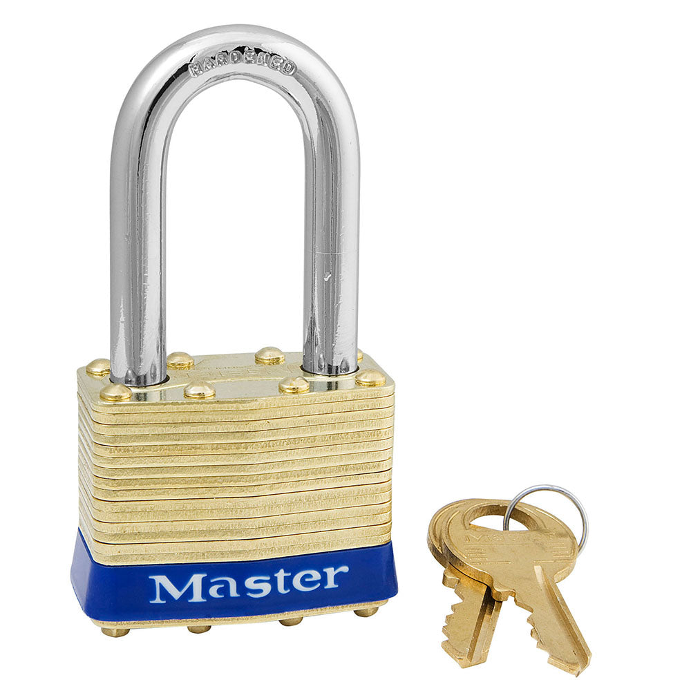 Master Lock 2 Laminated Brass Padlock 1-3/4in (44mm) Wide-Keyed-Master Lock-Blue-Keyed Alike-2KALF