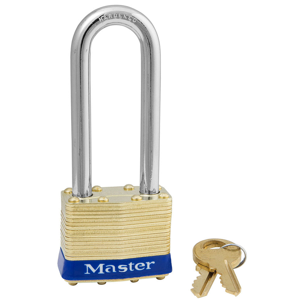 Master Lock 2 Laminated Brass Padlock 1-3/4in (44mm) Wide-Keyed-Master Lock-Blue-Keyed Alike-2KALJ