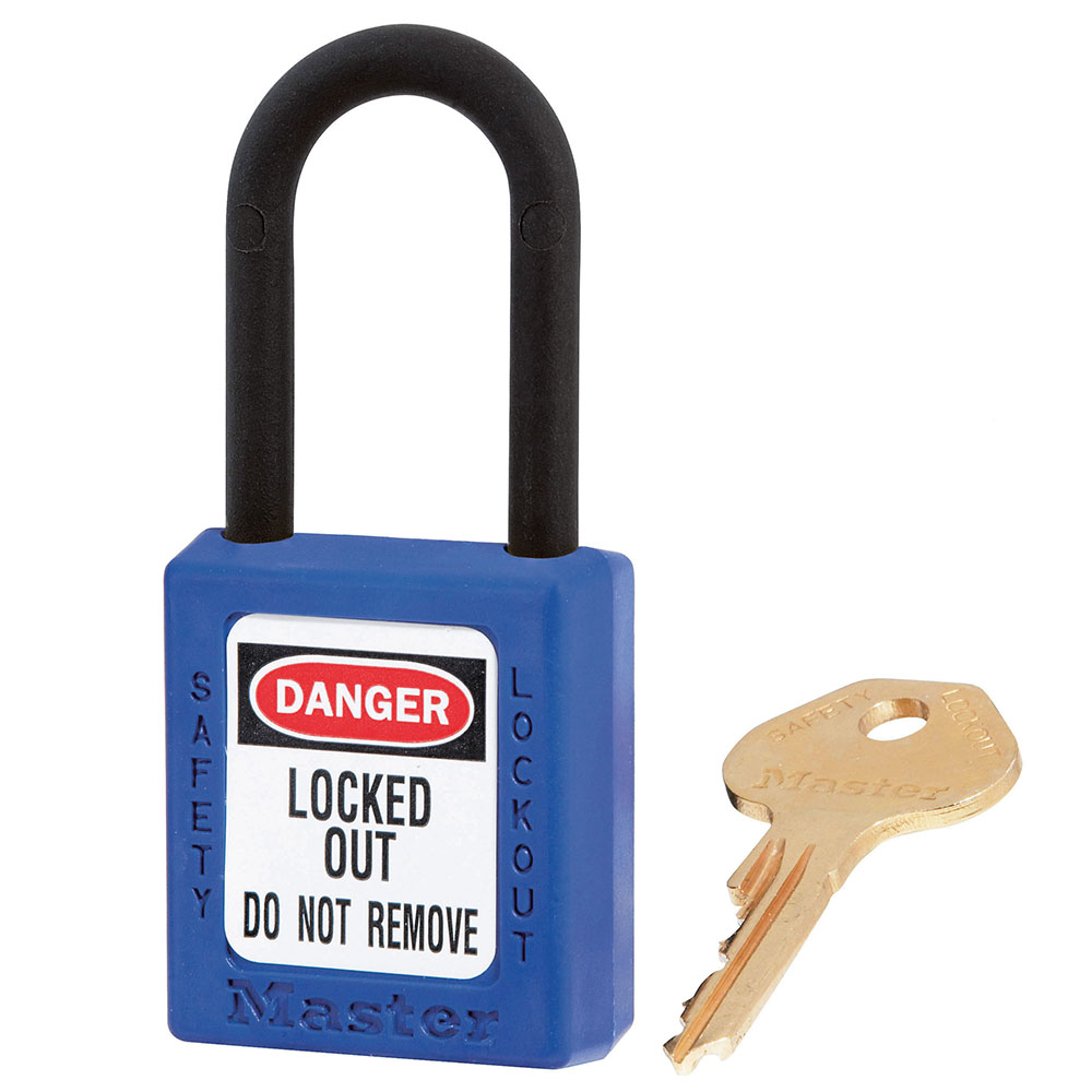 Master Lock 406 Dielectric Zenex™ Thermoplastic Safety Padlock, 1-1/2in (38mm) Wide with 1-1/2in (38mm) Tall Nylon Shackle-Keyed-Master Lock-Blue-Keyed Alike-406KABLU