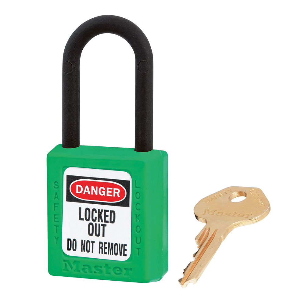 Master Lock 406 Dielectric Zenex™ Thermoplastic Safety Padlock, 1-1/2in (38mm) Wide with 1-1/2in (38mm) Tall Nylon Shackle-Keyed-Master Lock-Green-Keyed Alike-406KAGRN