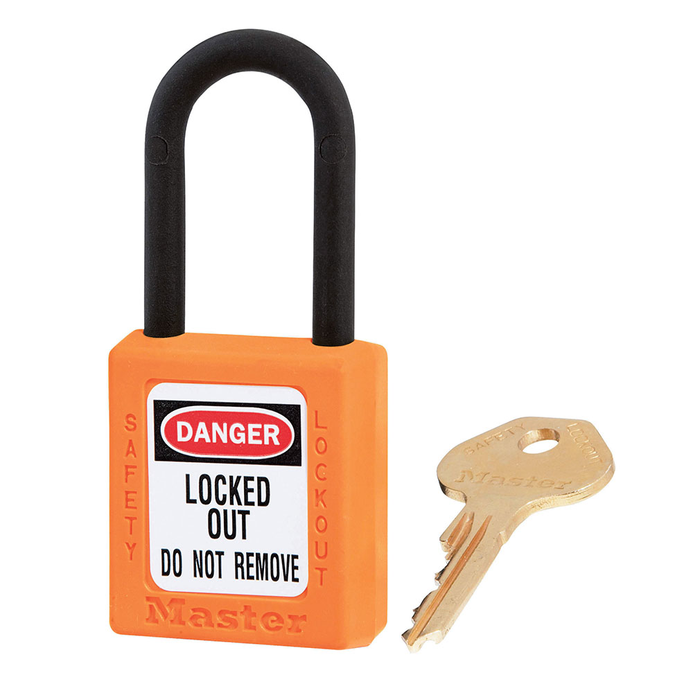 Master Lock 406 Dielectric Zenex™ Thermoplastic Safety Padlock, 1-1/2in (38mm) Wide with 1-1/2in (38mm) Tall Nylon Shackle-Keyed-Master Lock-Orange-Keyed Alike-406KAORJ