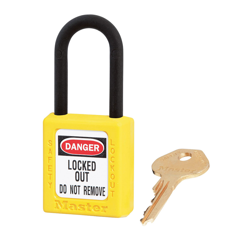 Master Lock 406 Dielectric Zenex™ Thermoplastic Safety Padlock, 1-1/2in (38mm) Wide with 1-1/2in (38mm) Tall Nylon Shackle-Keyed-Master Lock-Yellow-Keyed Alike-406KAYLW
