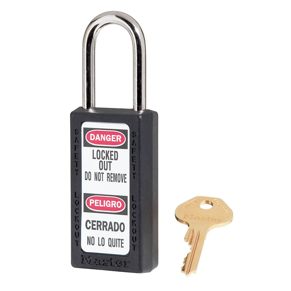 Master Lock 411 Zenex™ Thermoplastic Safety Padlock, 1-1/2in (38mm) Wide with 1-1/2in (38mm) Tall Shackle-Keyed-Master Lock-Black-Keyed Alike-411KABLK