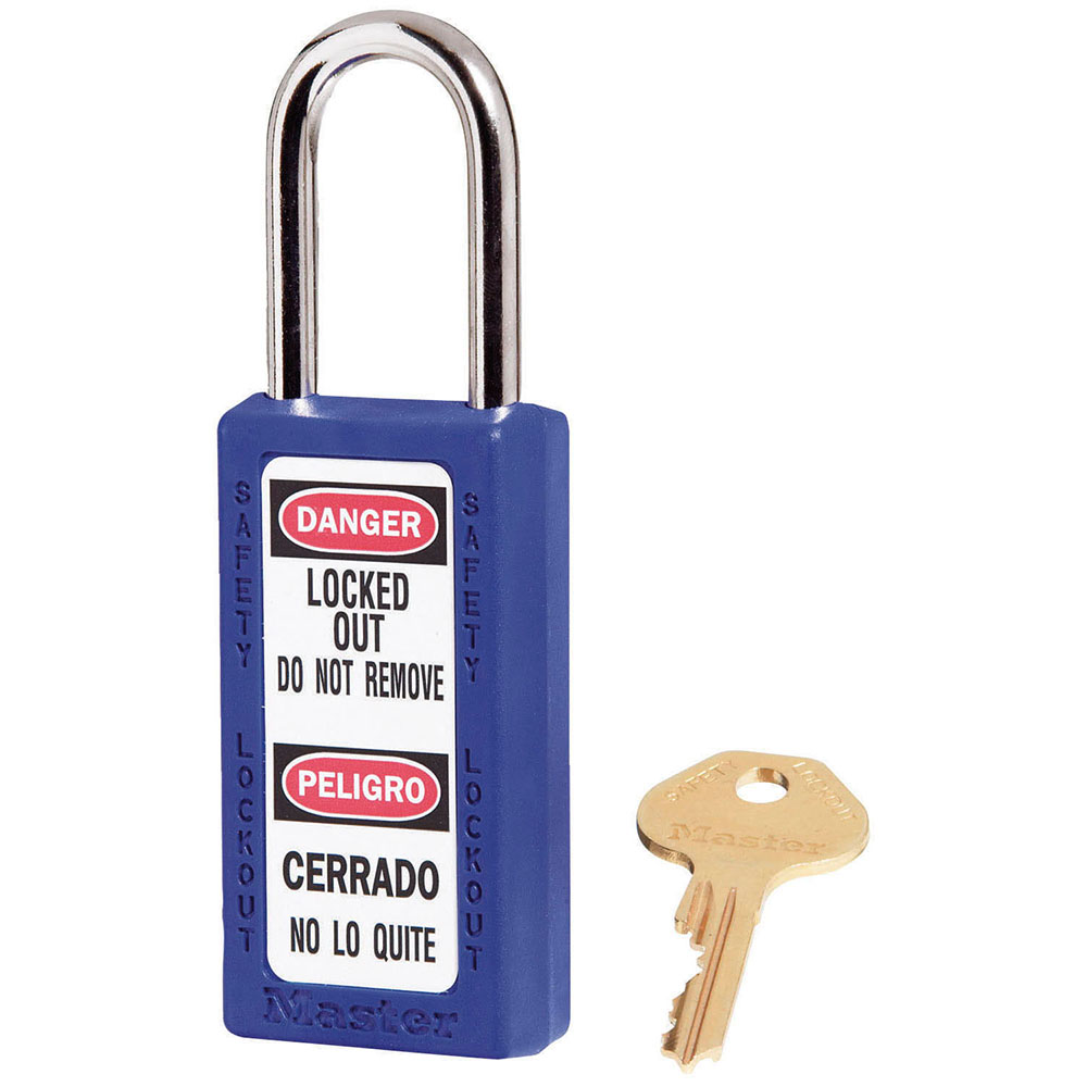 Master Lock 411 Zenex™ Thermoplastic Safety Padlock, 1-1/2in (38mm) Wide with 1-1/2in (38mm) Tall Shackle-Keyed-Master Lock-Blue-Keyed Alike-411KABLU