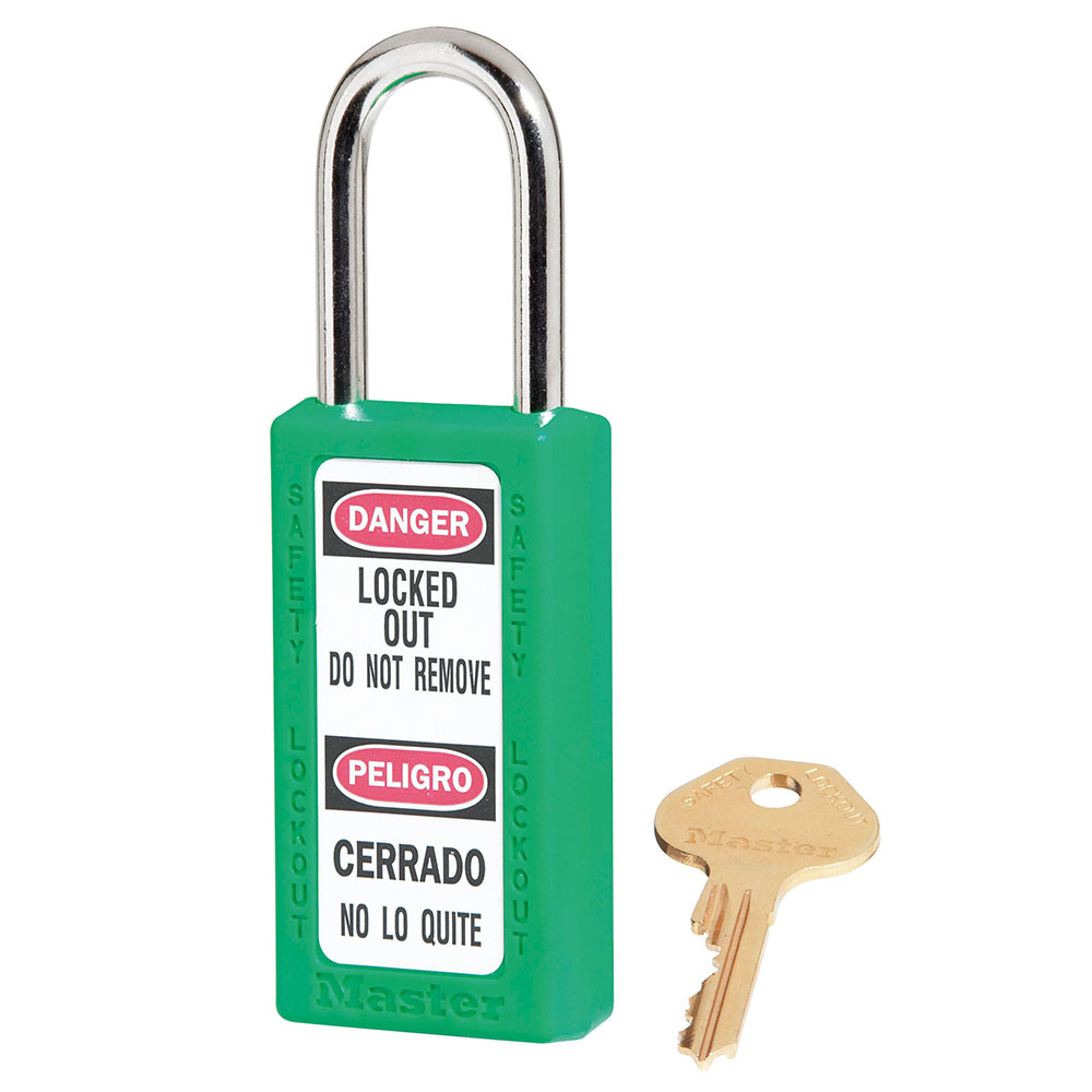 Master Lock 411 Zenex™ Thermoplastic Safety Padlock, 1-1/2in (38mm) Wide with 1-1/2in (38mm) Tall Shackle-Keyed-Master Lock-Green-Keyed Alike-411KAGRN
