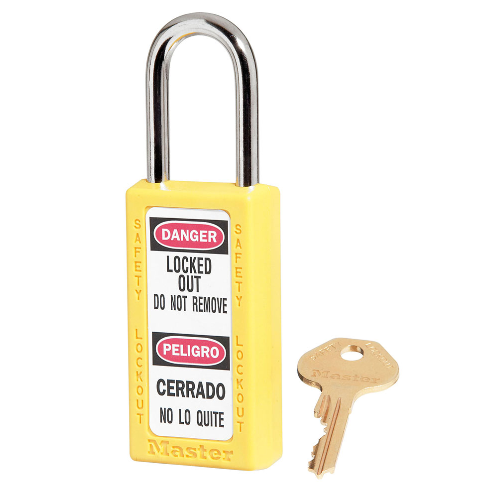 Master Lock 411 Zenex™ Thermoplastic Safety Padlock, 1-1/2in (38mm) Wide with 1-1/2in (38mm) Tall Shackle-Keyed-Master Lock-Yellow-Keyed Alike-411KAYLW