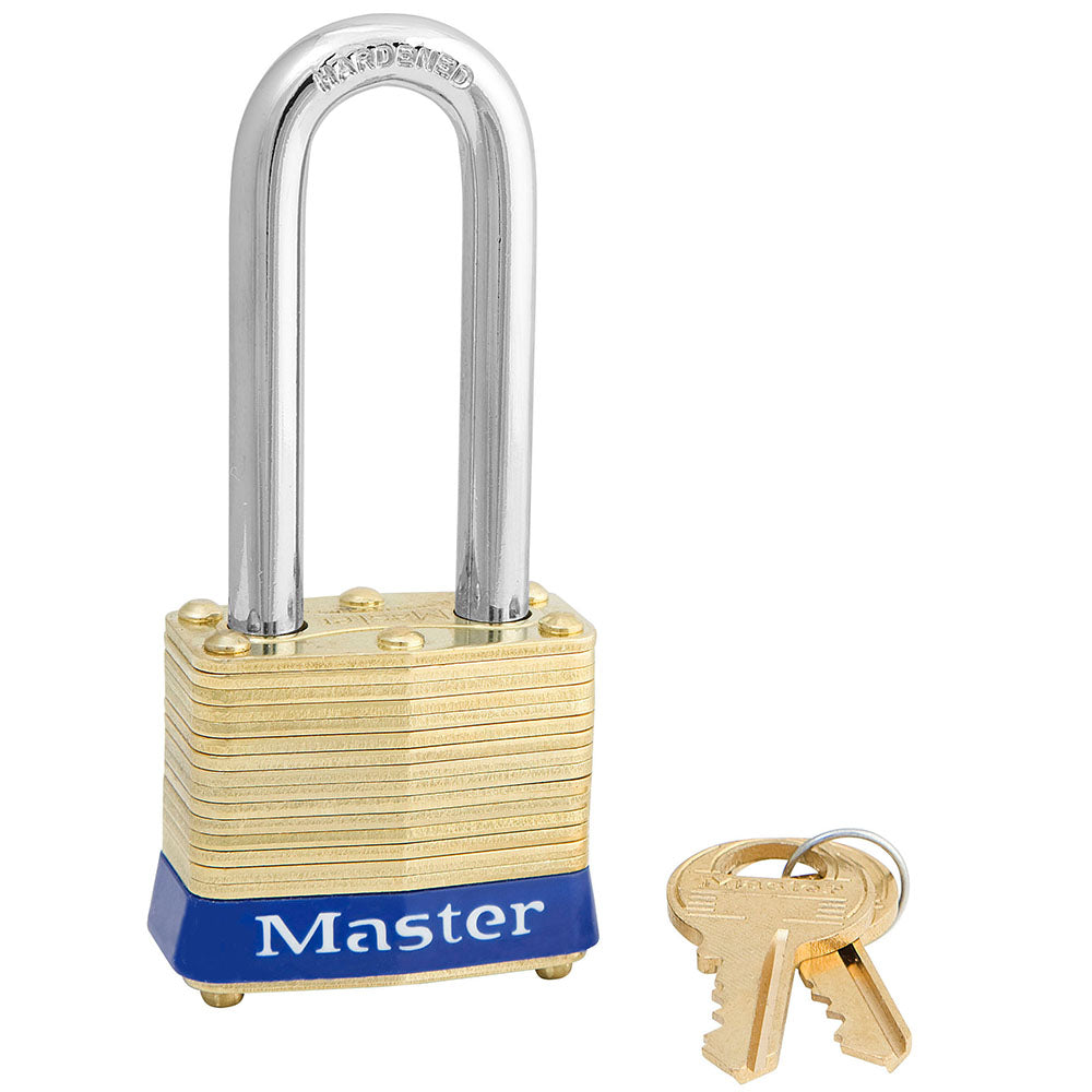 Master Lock 4 Laminated Brass Padlock 1-9/16in (40mm) Wide-Keyed-Master Lock-Blue-Keyed Alike-4KALH