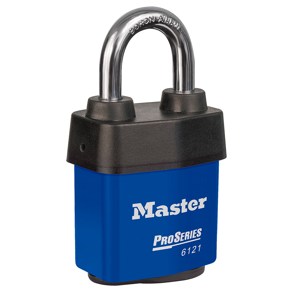 Master Lock 6121 ProSeries® Weather Tough® Laminated Steel Rekeyable Padlock 2-1/8in (54mm) Wide-Keyed-Master Lock-Blue-Keyed Alike-6121KABLU