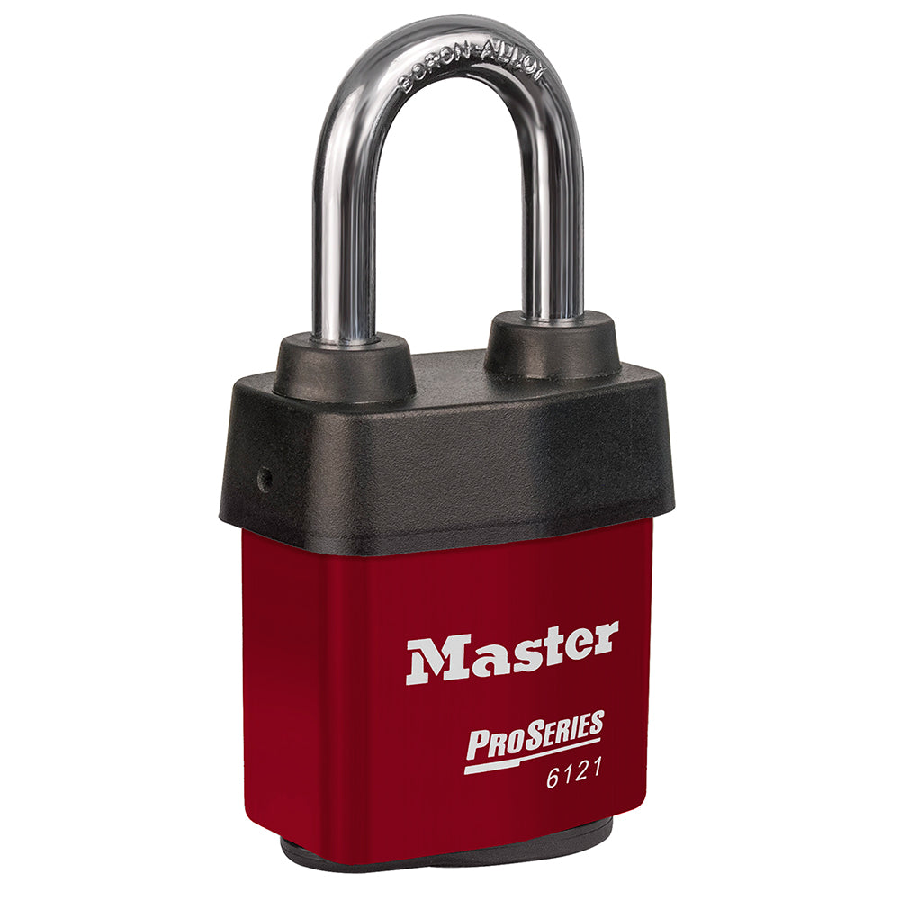 Master Lock 6121 ProSeries® Weather Tough® Laminated Steel Rekeyable Padlock 2-1/8in (54mm) Wide-Keyed-Master Lock-Red-Keyed Alike-6121KALFRED