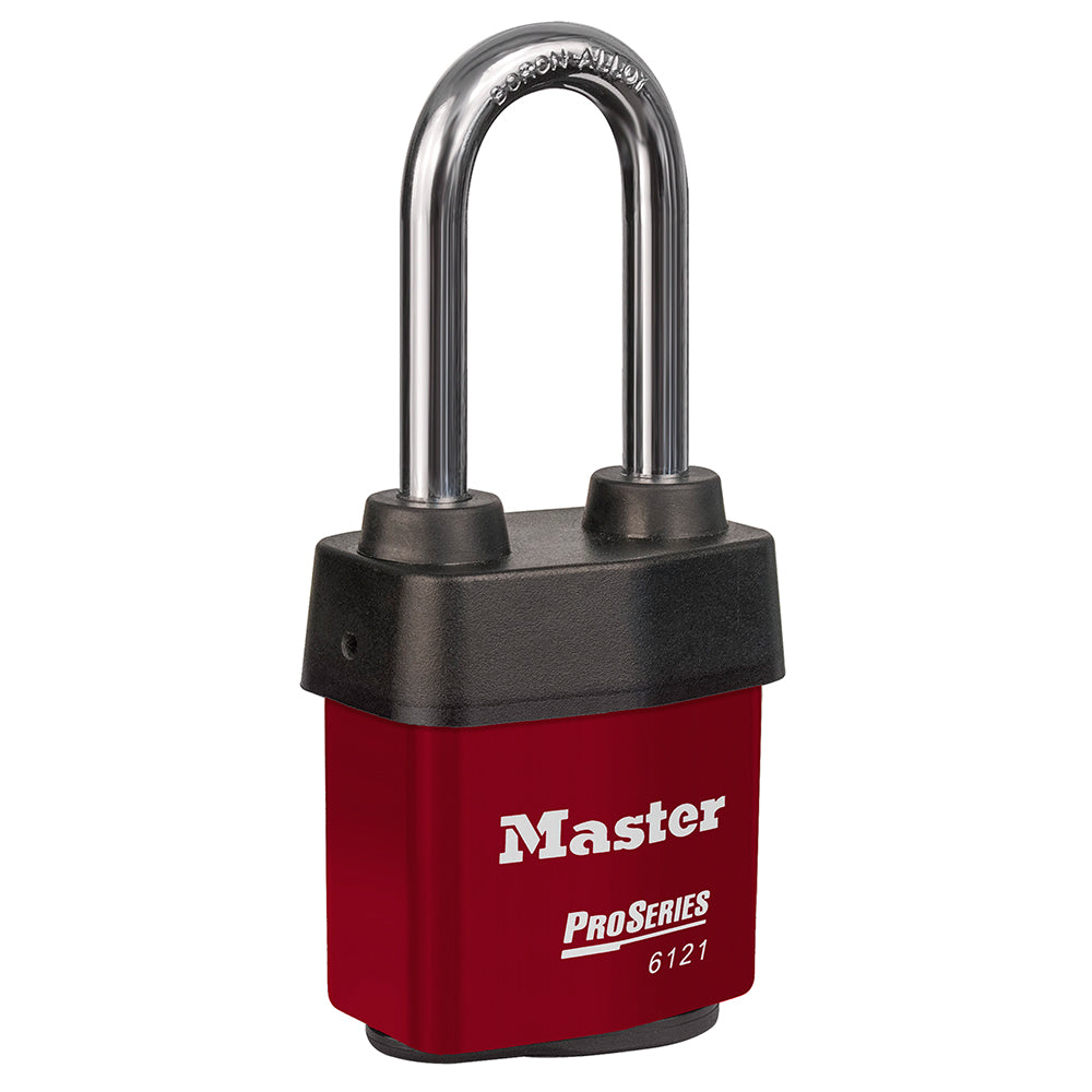 Master Lock 6121 ProSeries® Weather Tough® Laminated Steel Rekeyable Padlock 2-1/8in (54mm) Wide-Keyed-Master Lock-Red-Keyed Alike-6121KALJRED