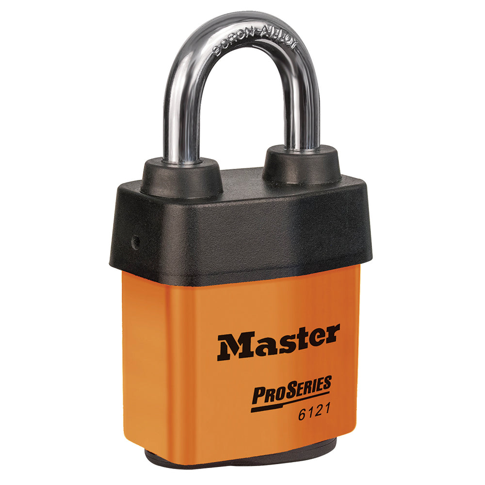 Master Lock 6121 ProSeries® Weather Tough® Laminated Steel Rekeyable Padlock 2-1/8in (54mm) Wide-Keyed-Master Lock-Orange-Keyed Alike-6121KAORJ