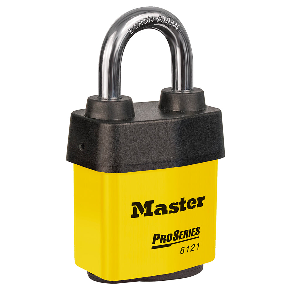 Master Lock 6121 ProSeries® Weather Tough® Laminated Steel Rekeyable Padlock 2-1/8in (54mm) Wide-Keyed-Master Lock-Yellow-Keyed Alike-6121KAYLW