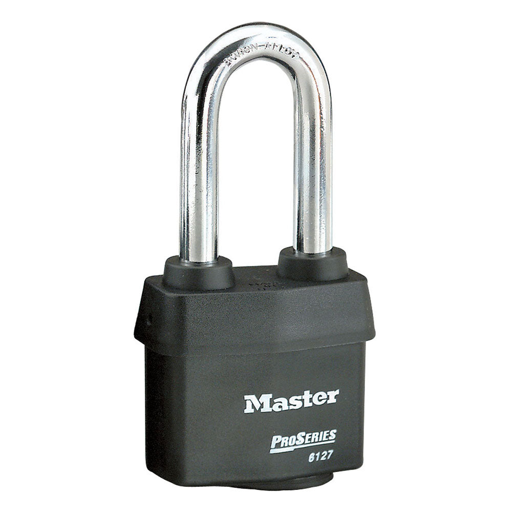 Master Lock 6127 ProSeries® Weather Tough® Laminated Steel Rekeyable Padlock 2-5/8in (67mm) Wide-Keyed-Master Lock-Black-Keyed Alike-6127KALJ