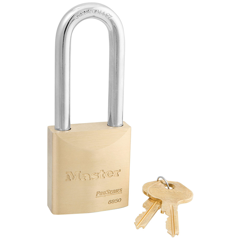 Master Lock 6850 ProSeries® Solid Brass Rekeyable Padlock 2in (51mm) Wide-Keyed-Master Lock-Keyed Different-2-1/2in (64mm)-6850LJ