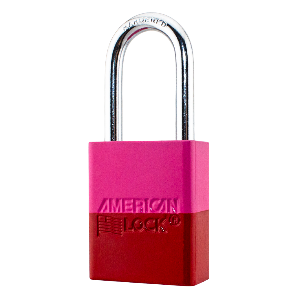 A1106PCPNK-RED - Dual Powder Coated Pink & Red Aluminum Safety Padlock