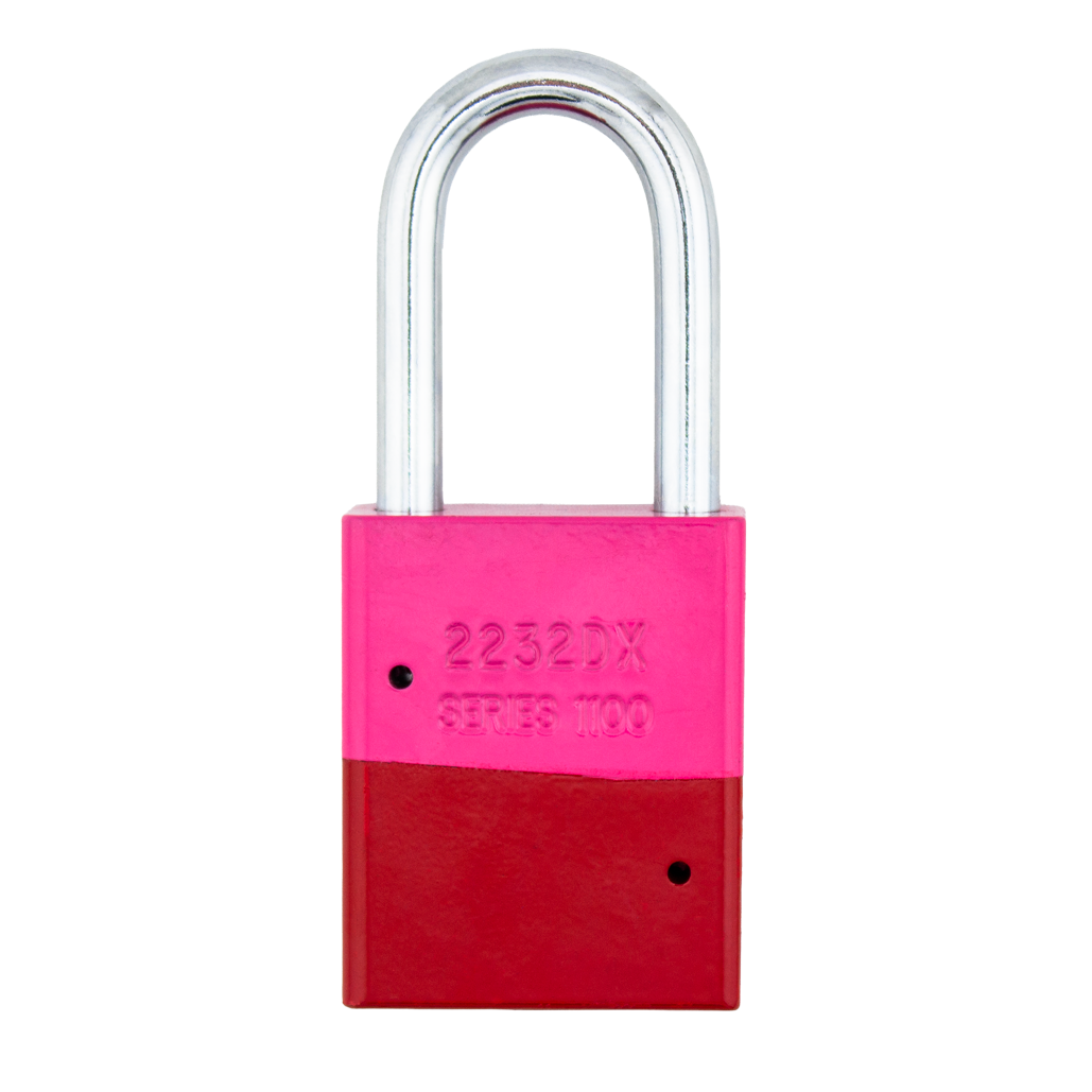 A1106PCPNK-RED - Dual Powder Coated Pink & Red Aluminum Safety Padlock