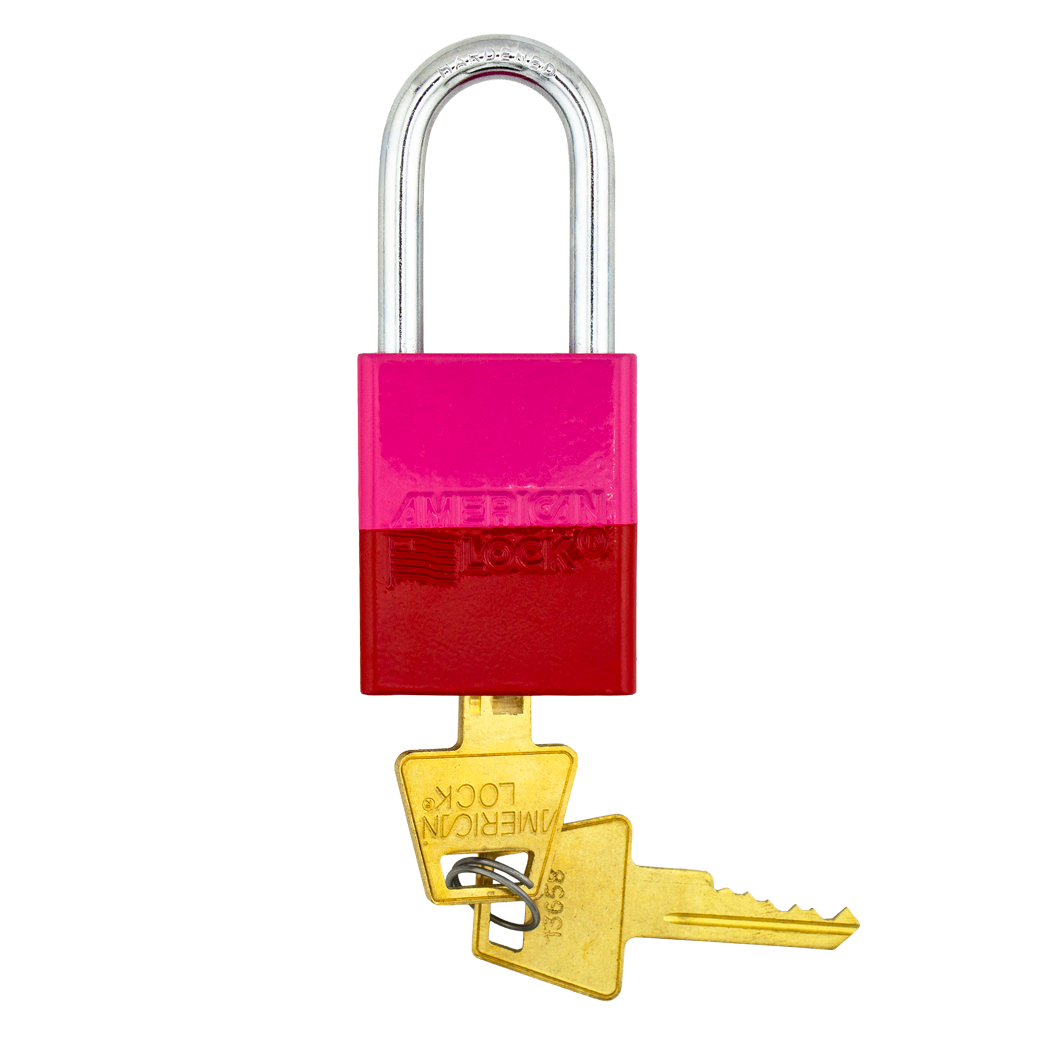A1106PCPNK-RED - Dual Powder Coated Pink & Red Aluminum Safety Padlock