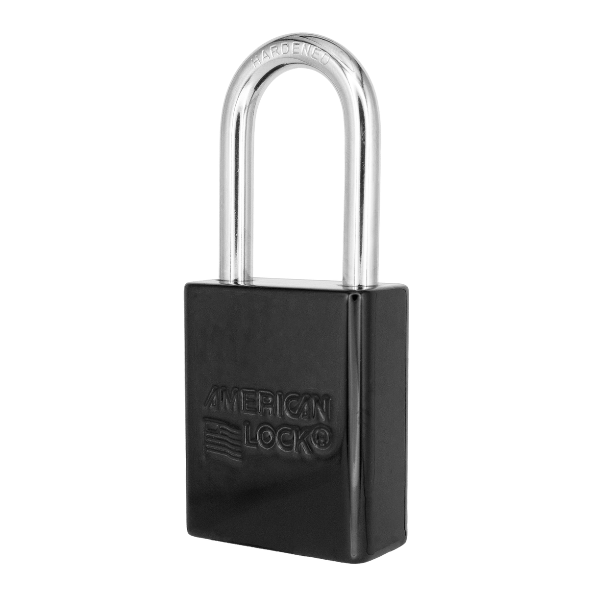 American Lock A1106PCBLK - Powder Coated Black Aluminum Safety LOTO Padlock, 1-1/2" Wide with 1-1/2" Tall Shackle