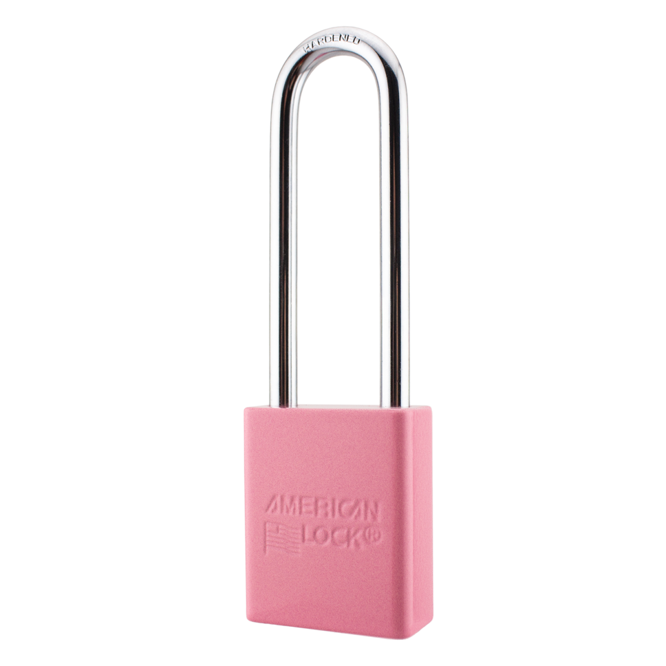 American Lock A1107PCBGM - Powder Coated Bubblegum Aluminum Safety LOTO Padlock, 1-1/2" Wide with 3" Tall Shackle