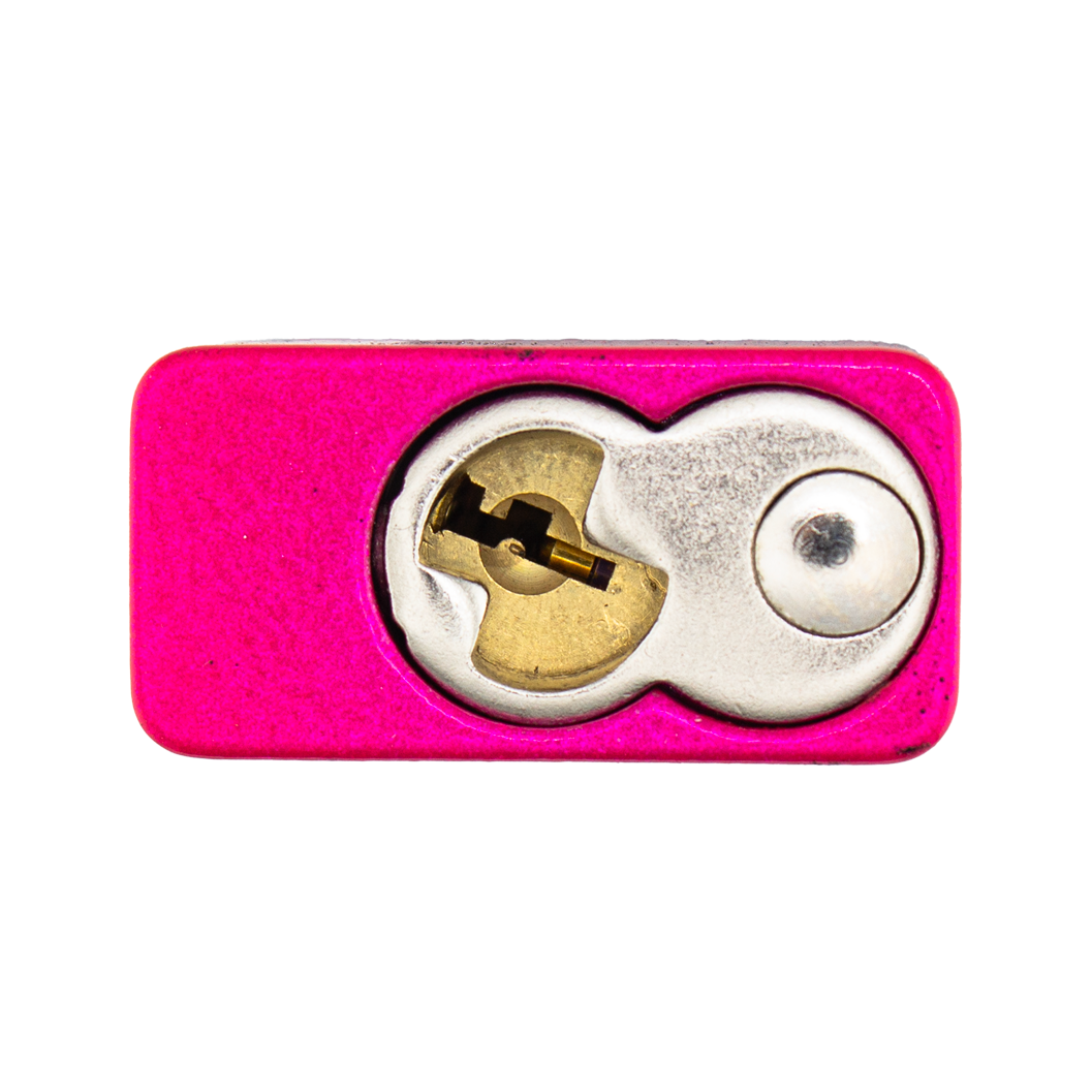 A1107PCBGRP-NPNK - Dual Color Powder Coated Black Grip & Neon Pink Aluminum Safety Padlock