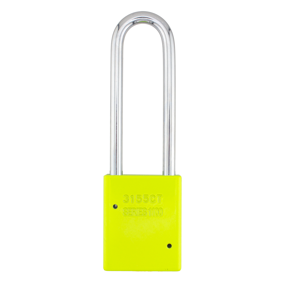 American Lock A1107PCKLM - Powder Coated Keylime Aluminum Safety LOTO Padlock, 1-1/2" Wide with 3" Tall Shackle