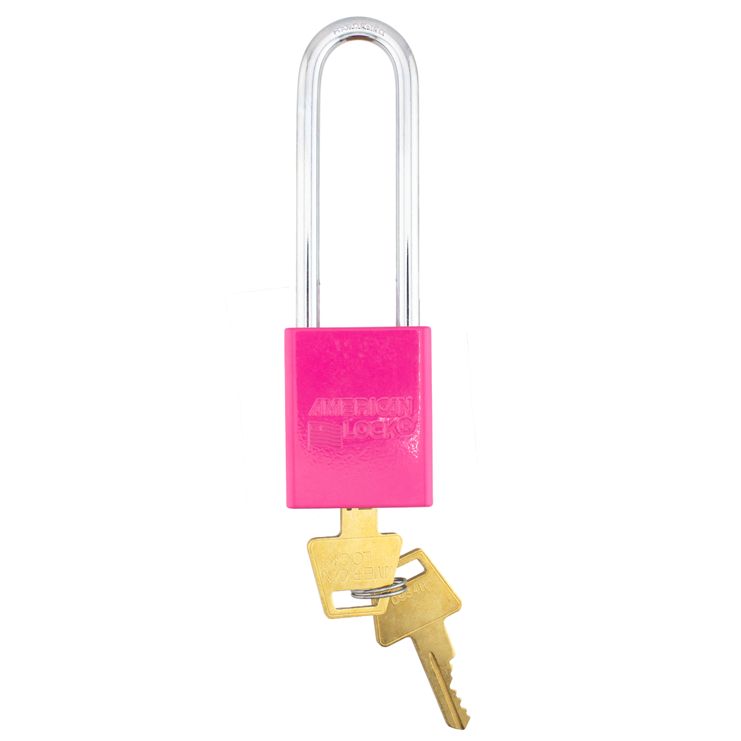 American Lock A1107PCPNK - Powder Coated Pink Aluminum Safety LOTO Padlock, 1-1/2" Wide with 3" Tall Shackle