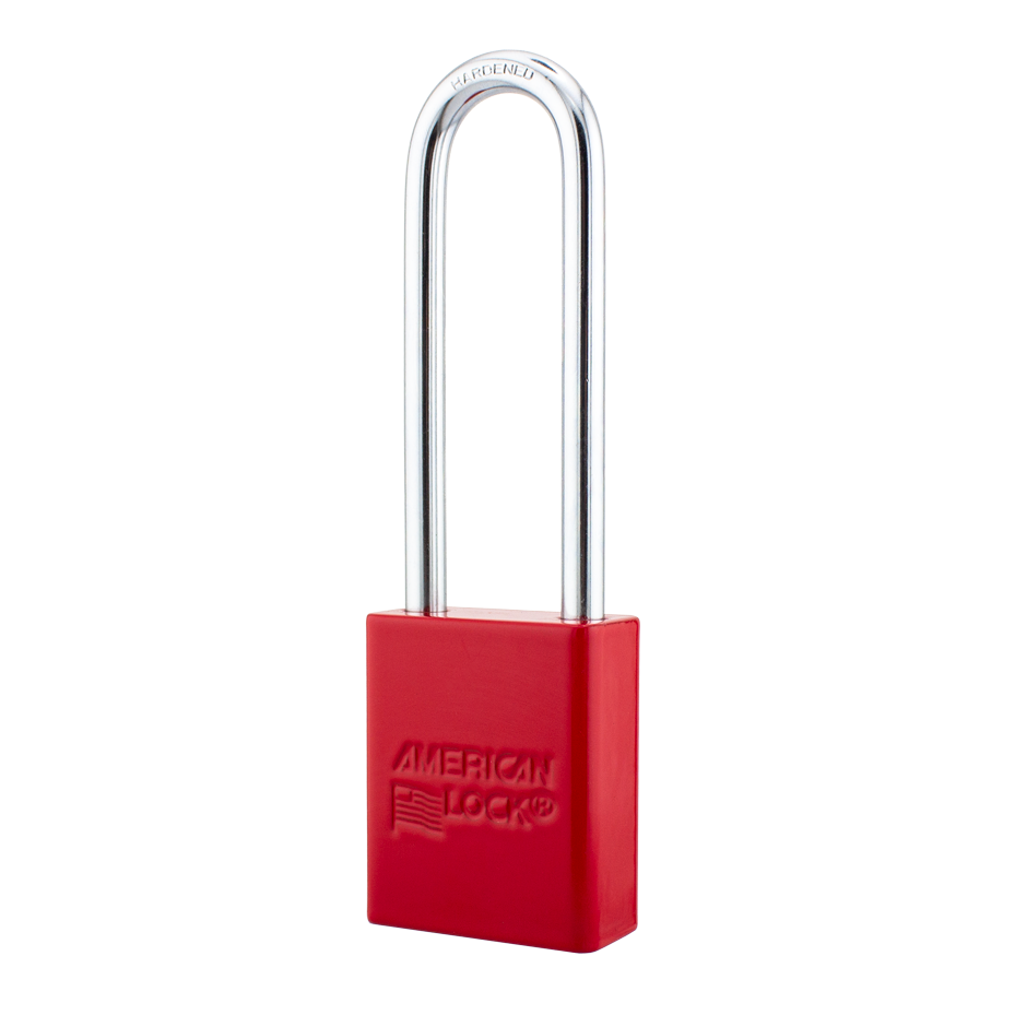 American Lock A1107PCRED - Powder Coated Red Aluminum Safety LOTO Padlock, 1-1/2" Wide with 3" Tall Shackle