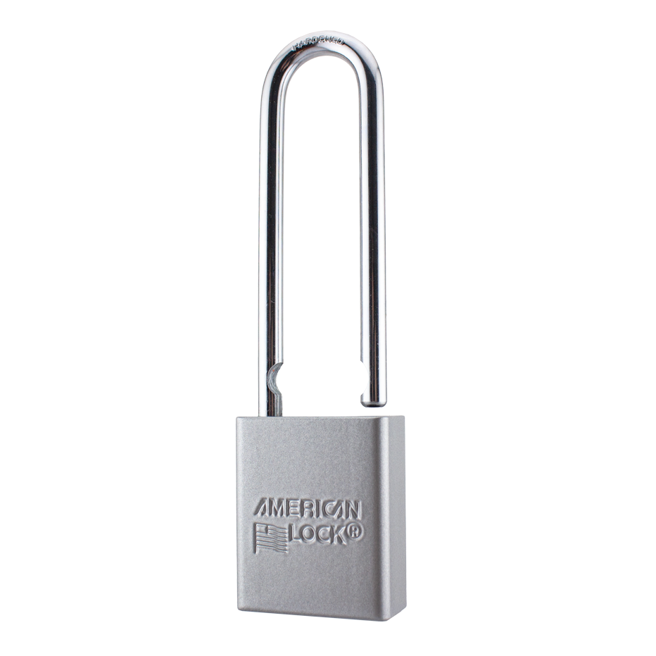 American Lock A1107PCSLV - Powder Coated Silver Aluminum Safety LOTO Padlock, 1-1/2" Wide with 3" Tall Shackle