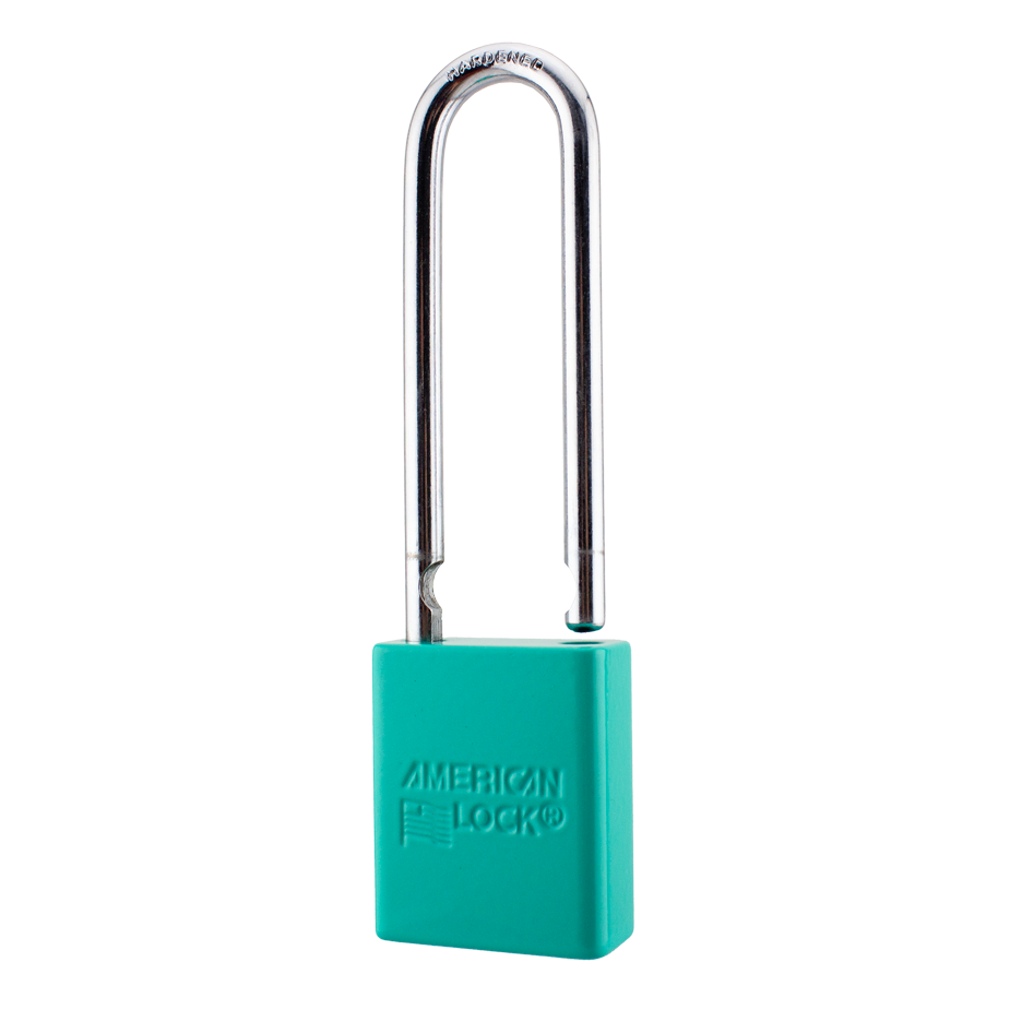 American Lock A1107PCTUQ - Powder Coated Turquoise Aluminum Safety LOTO Padlock, 1-1/2" Wide with 3" Tall Shackle