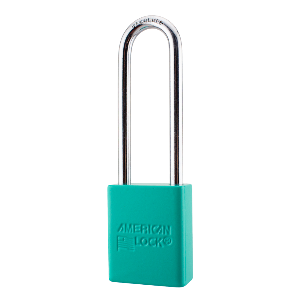American Lock A1107PCTUQ - Powder Coated Turquoise Aluminum Safety LOTO Padlock, 1-1/2" Wide with 3" Tall Shackle