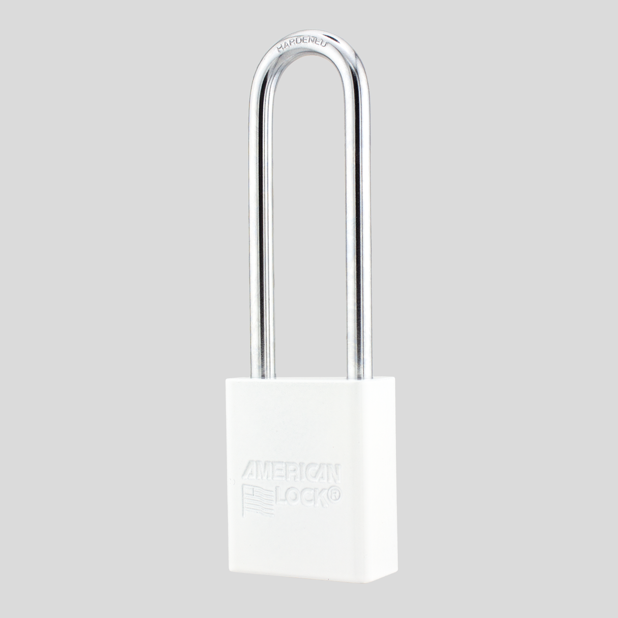 American Lock A1107PCWHT - Powder Coated White Aluminum Safety LOTO Padlock, 1-1/2" Wide with 3" Tall Shackle