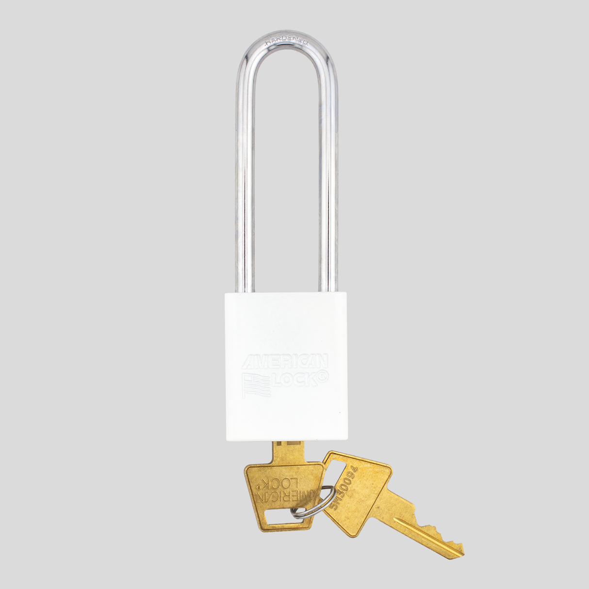 American Lock A1107PCWHT - Powder Coated White Aluminum Safety LOTO Padlock, 1-1/2" Wide with 3" Tall Shackle