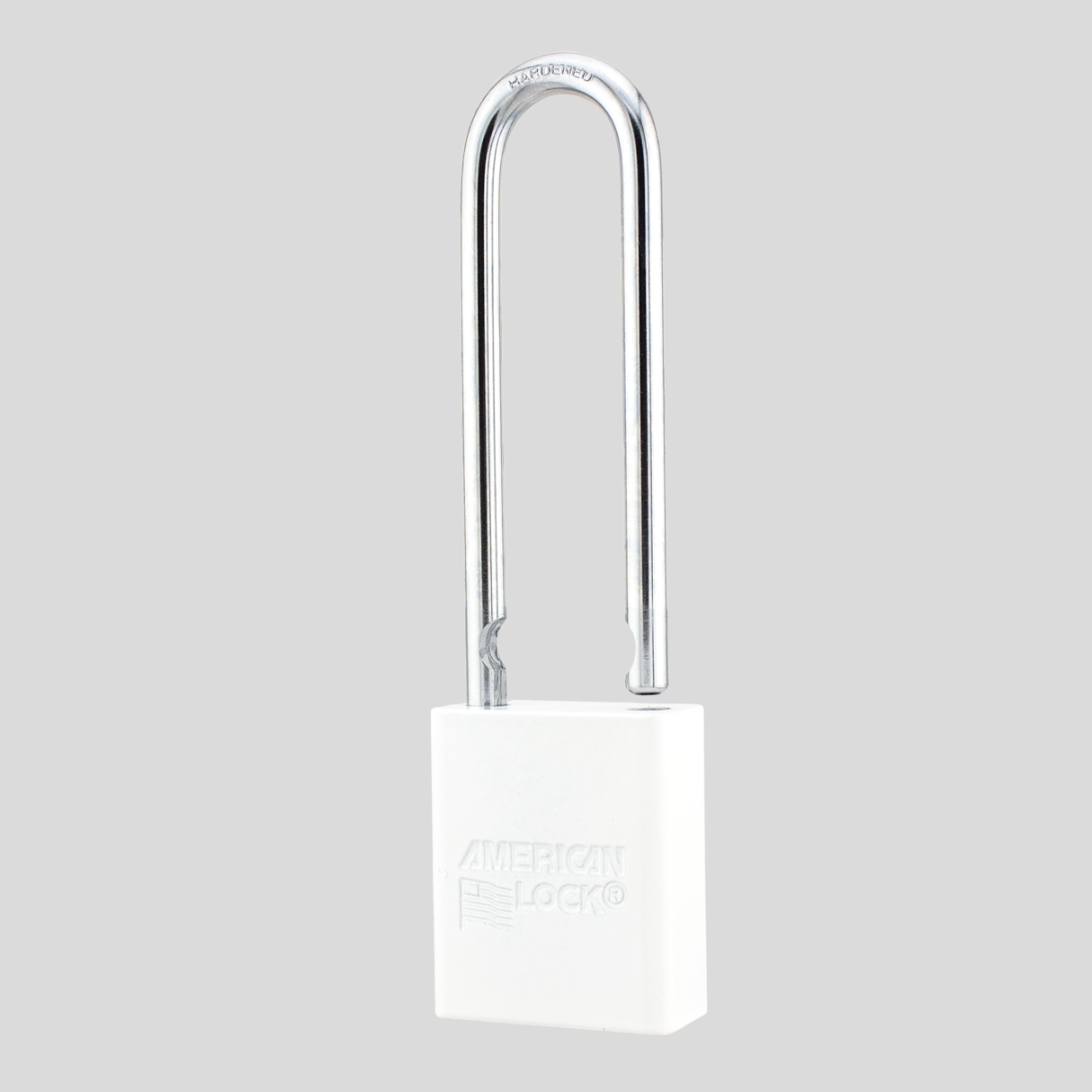 American Lock A1107PCWHT - Powder Coated White Aluminum Safety LOTO Padlock, 1-1/2" Wide with 3" Tall Shackle