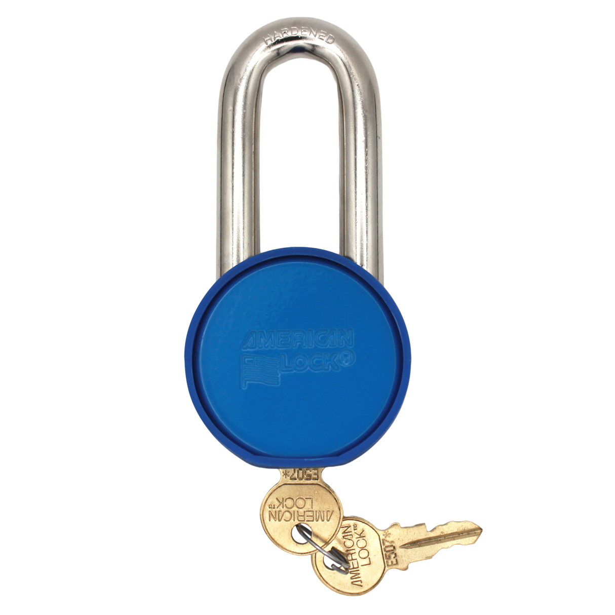 American Lock A700 Powder Coated Blue Solid Steel Rekeyable Padlock, Chrome Plated 2-1/2" Wide