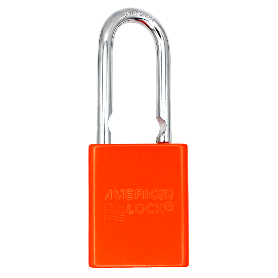 American Lock A1106PCNORJ - Powder Coated Neon Orange Aluminum Safety LOTO Padlock, 1-1/2" Wide with 1-1/2" Tall Shackle