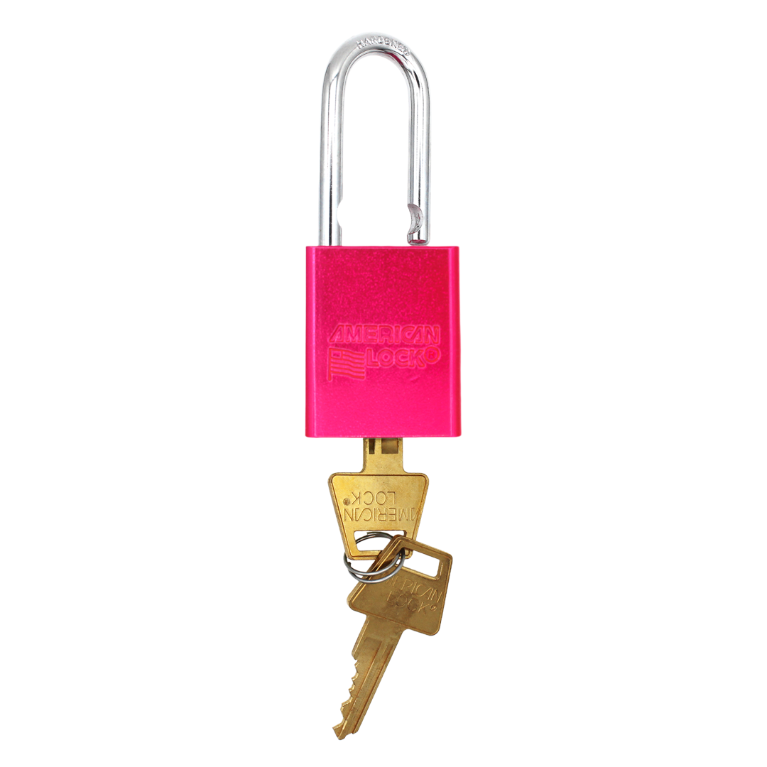American Lock A1106PCNPNK - Powder Coated Neon Pink Aluminum Safety LOTO Padlock, 1-1/2" Wide with 1-1/2" Tall Shackle