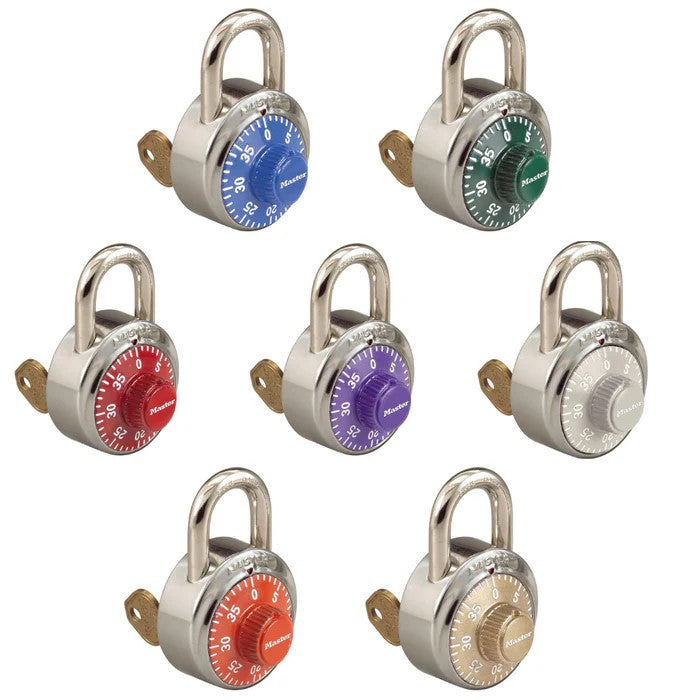 Master Lock 1525 General Security Combination Padlock with Color Dial & Key Control Feature 1-7/8" Wide