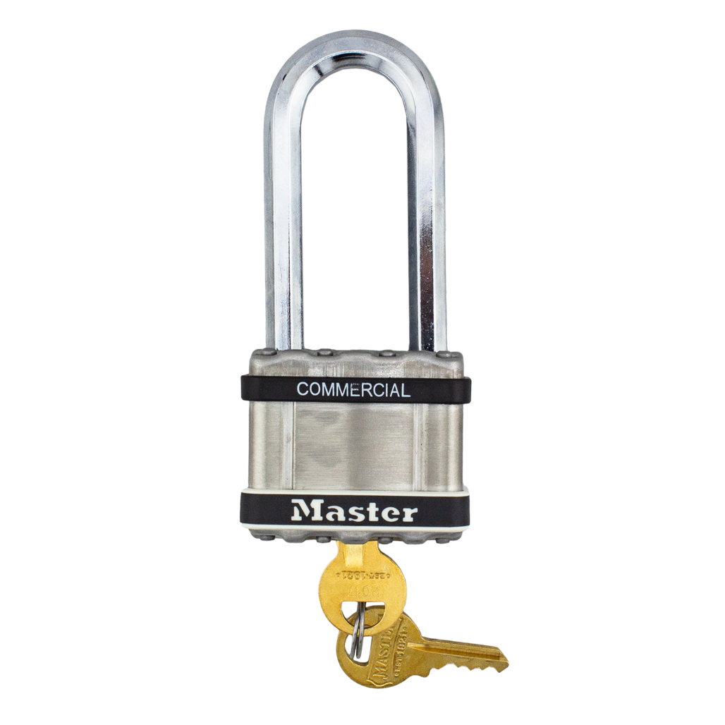 Master Lock M5 2" Wide Commercial Magnum Laminated Steel Padlock with Stainless Steel Body Cover, 1-1/2" Shackle
