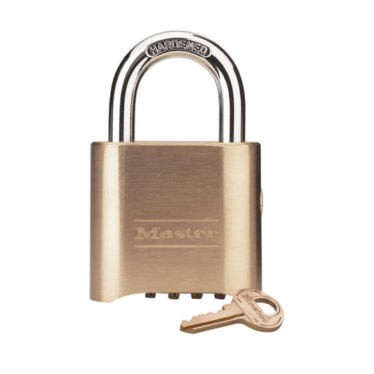 Master Lock 176 Resettable Combination Brass Padlock (with Key Override Feature)