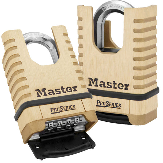 Master Lock 1177 ProSeries® Shrouded Brass Resettable Combination Padlock 2-1/4in (57mm) Wide-Keyed-Master Lock-1-1/16in (27mm)-1177