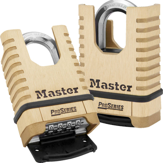 Master Lock 1177D ProSeries® Shrouded Brass Resettable Combination Padlock 2-1/4in (57mm) Wide-Combination-Master Lock-1177D