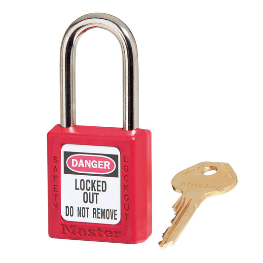 Master Lock 410 Zenex™ Thermoplastic Safety Padlock, 1-1/2in (38mm) Wide with 1-1/2in (38mm) Tall Shackle-Keyed-Master Lock-Keyed Alike-1-1/2in-410KARED