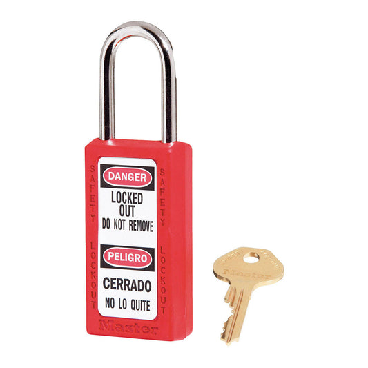 Master Lock 411 Zenex™ Thermoplastic Safety Padlock, 1-1/2in (38mm) Wide with 1-1/2in (38mm) Tall Shackle-Keyed-Master Lock-Red-Keyed Alike-411KARED