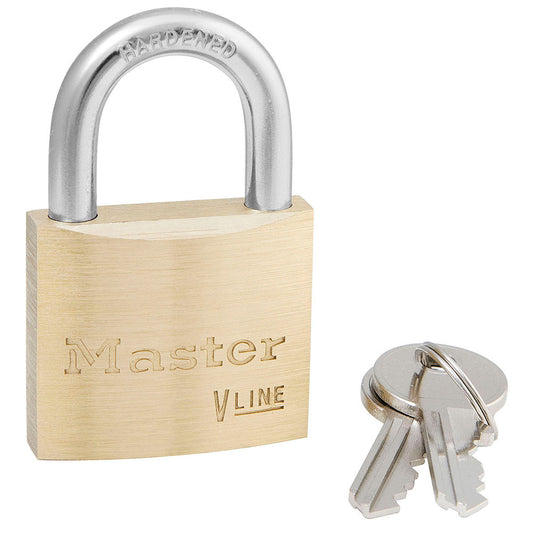 Master Lock 4140 V-Line Brass Padlock 1-1/2in (38mm) Wide-Keyed-Master Lock-Keyed Alike-4140KA
