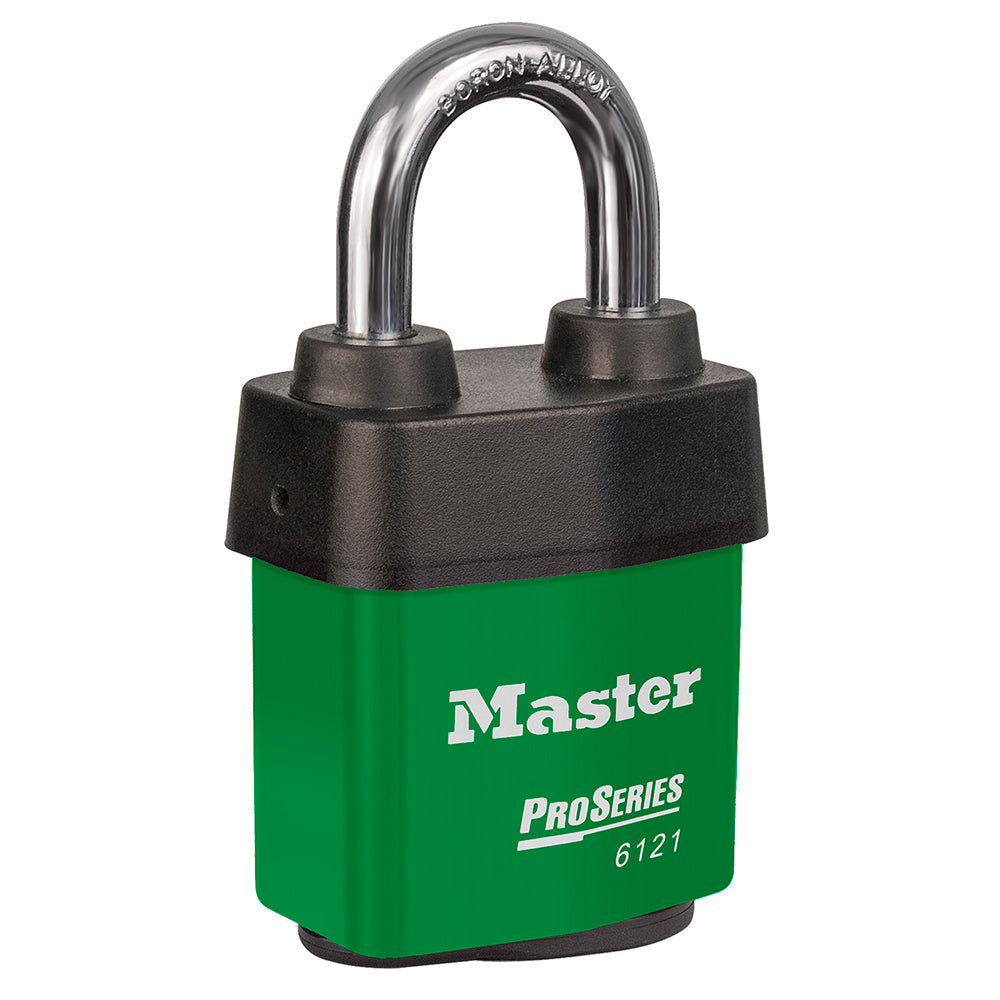 Master Lock 6121 ProSeries® Weather Tough® Laminated Steel Rekeyable Padlock 2-1/8in (54mm) Wide-Keyed-Master Lock-Green-Keyed Alike-6121KAGRN