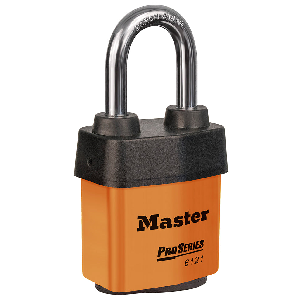 Master Lock 6121 ProSeries® Weather Tough® Laminated Steel Rekeyable Padlock 2-1/8in (54mm) Wide-Keyed-Master Lock-Orange-Keyed Alike-6121KALFORJ