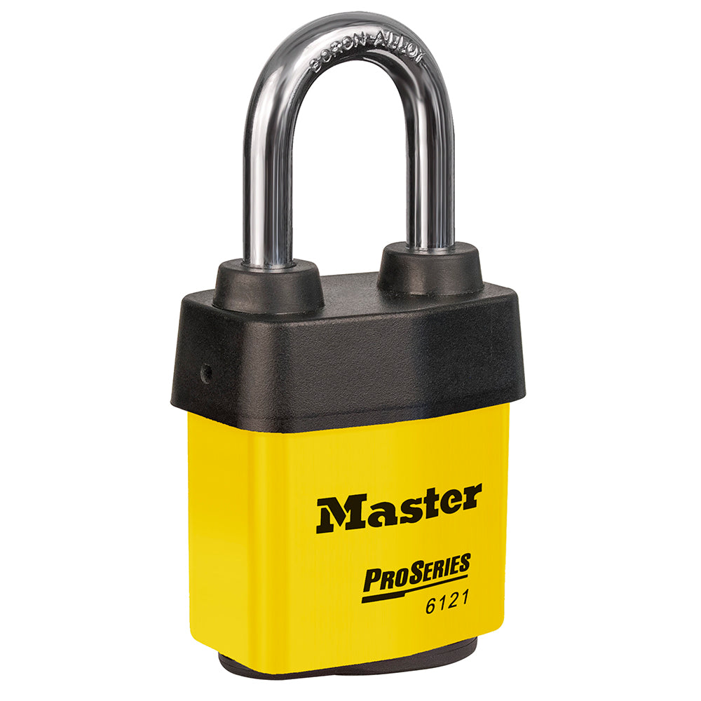 Master Lock 6121 ProSeries® Weather Tough® Laminated Steel Rekeyable Padlock 2-1/8in (54mm) Wide-Keyed-Master Lock-Yellow-Keyed Alike-6121KALFYLW