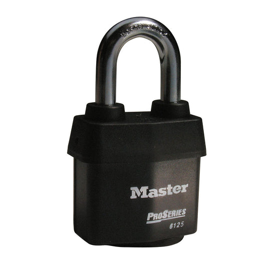 Master Lock 6125 ProSeries® Weather Tough® Laminated Steel Rekeyable Padlock 2-3/8in (60mm) Wide-Keyed-Master Lock-Black-Keyed Alike-6125KA