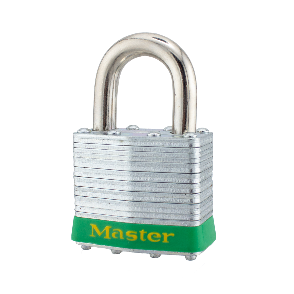 Master Lock 81KAGRN Laminated Steel Padlock 1-3/4" Wide Green Bumper (13R27 Keyway)